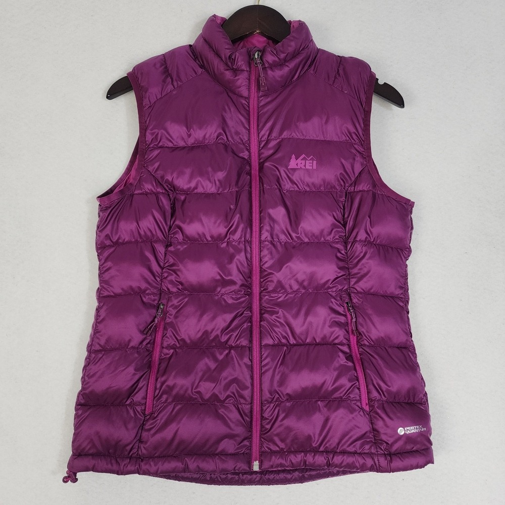 REI Co-op Puffer Vest Women's Medium Purple Pertex Quantum Lightweight Full Zip